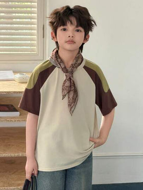 Dazy Kids قميص تي شيرت فضفاض بأكمام راجلان مطبوع عليه حرف للأولاد المراهقين، ملابس كاجوال للصيف والتنقل اليومي، موضة الشارع الربيعية