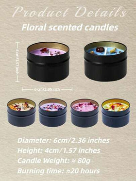1 شمعة معطرة بالزهور في علبة قصدير عتيقة، شمع صويا طبيعي، عطر طويل الأمد، مناسبة للبيئة المنزلية | هدية أنيقة، لوازم حفلات، ديكور الغرفة (وضع الأزهار المجففة عشوائي بسبب الصنع اليدوي)