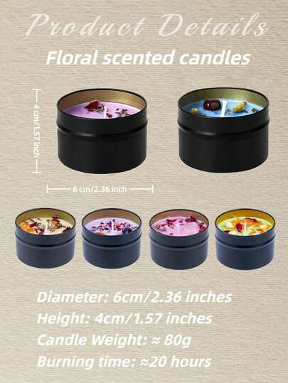 1 شمعة معطرة بالزهور في علبة قصدير عتيقة، شمع صويا طبيعي، عطر طويل الأمد، مناسبة للبيئة المنزلية | هدية أنيقة، لوازم حفلات، ديكور الغرفة (وضع الأزهار المجففة عشوائي بسبب الصنع اليدوي)