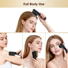 Hailicare جهاز تجميل متعدد الوظائف 4 في 1: فرشاة مساج فروة الرأس الكهربائية، مشط العناية بالشعر بالضوء الأحمر، أداة شد وتنشيط البشرة، أداة محمولة لتشكيل الوجه مع أسطوانة لتطبيق السيروم لتدليك الخط الأمامي للوجه والعين