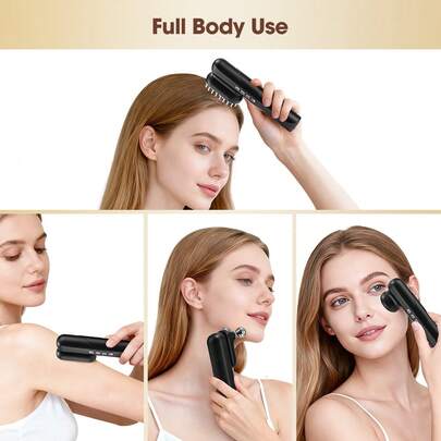 Hailicare جهاز تجميل متعدد الوظائف 4 في 1: فرشاة مساج فروة الرأس الكهربائية، مشط العناية بالشعر بالضوء الأحمر، أداة شد وتنشيط البشرة، أداة محمولة لتشكيل الوجه مع أسطوانة لتطبيق السيروم لتدليك الخط الأمامي للوجه والعين