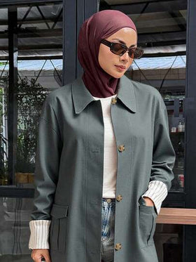 DAZY معطف نسائي بأكمام طويلة وياقة وجيب، ملابس نسائية للخريف