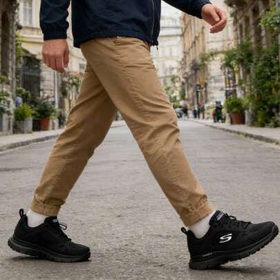 Skechers أحذية رجالية كاجوال للخارج، أحذية رجالية خفيفة الوزن ماصة للصدمات، أحذية سوداء للتنقل اليومي، أحذية رياضية كاجوال رباط للرجال، أحذية رياضية للداخل/الخارج، 8790230-BBK