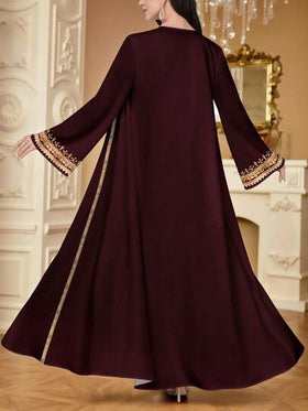 SHEIN Najma عبايات رمضان كارديجان طويل الأكمام مفتوح الأمام بطبعة رقمية زهرية للنساء، للربيع والخريف
