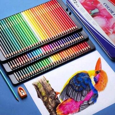 طقم أقلام تلوين خشبية زيتية 12/24 لون، أدوات رسم وتلوين مناسبة للطلاب والمكتب والمدرسة والرسم التخطيطي والطلاب والأقلام والقرطاسية
