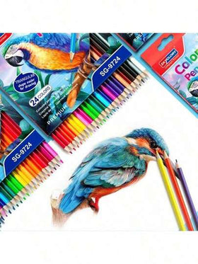 طقم أقلام تلوين خشبية زيتية 12/24 لون، أدوات رسم وتلوين مناسبة للطلاب والمكتب والمدرسة والرسم التخطيطي والطلاب والأقلام والقرطاسية