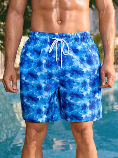 Manfinity Swimmode شورتات شاطئ كاجوال مطبوعة للرجال