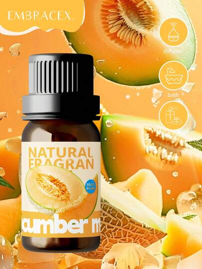 EMBRACEX. زيت عطري أساسي برائحة الخيار والشمام 10مل، زيت عطري فاخر للعلاج بالروائح - مناسب للشموع والموزعات والعناية المنزلية والمرطبات، زيت عطري بنكهة الفاكهة