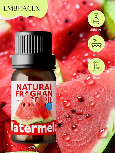 EMBRACEX. زيت عطري أساسي برائحة البطيخ 10 مل، رائحة طازجة مركزة، سعر معقول، مناسب لمبخر السيارة، رائحة دائمة، مريحة، يمكن استخدامها في المبخر، منتجات عطرية منزلية، قابلة للاستخدام في غرفة النوم والصالة والمطبخ والمكتب وغيرها