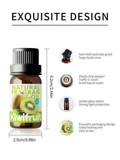 EMBRACEX. زيت عطري أساسي برائحة الكيوي 10مل، مناسب للعلاج بالعطور، جهاز نشر العطور المنزلي، اليوغا، صناعة الشموع DIY - عطر فاكهي، زيت عطري أساسي للعلاج بالعطور، منعش هواء السيارة