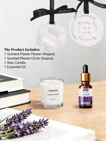 مجموعة عطور المنزل، موزع الشموع الحامل لغرفة المعيشة (1 شمعة معطرة + 1 زيت عطري + 2 موزعات حجر العطر)، معطر الهواء لغرفة الفندق، هدية جو خارجي لعيد الميلاد والتخرج