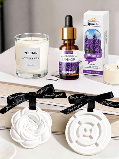 مجموعة عطور المنزل، موزع الشموع الحامل لغرفة المعيشة (1 شمعة معطرة + 1 زيت عطري + 2 موزعات حجر العطر)، معطر الهواء لغرفة الفندق، هدية جو خارجي لعيد الميلاد والتخرج