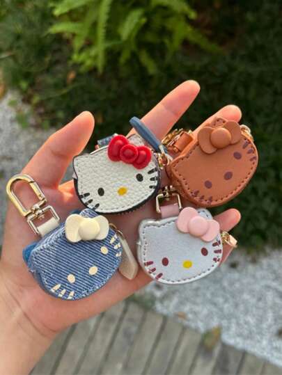 SANRIO 1 قطعة قلادة بشكل جميل، يمكن أن تحتوي على عملات معدنية وسماعات الأذن. فريدة وجذابة، مناسبة كديكور للسيارة، تعليقة للحقيبة، تعليقة للحقيبة الظهرية، إكسسوار للحقيبة المائلة، سلسلة مفاتيح، وكذلك هدية شخصية للأطفال، عيد الميلاد، العودة إلى المدرسة، هدي