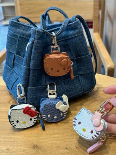 SANRIO 1 قطعة قلادة بشكل جميل، يمكن أن تحتوي على عملات معدنية وسماعات الأذن. فريدة وجذابة، مناسبة كديكور للسيارة، تعليقة للحقيبة، تعليقة للحقيبة الظهرية، إكسسوار للحقيبة المائلة، سلسلة مفاتيح، وكذلك هدية شخصية للأطفال، عيد الميلاد، العودة إلى المدرسة، هدي