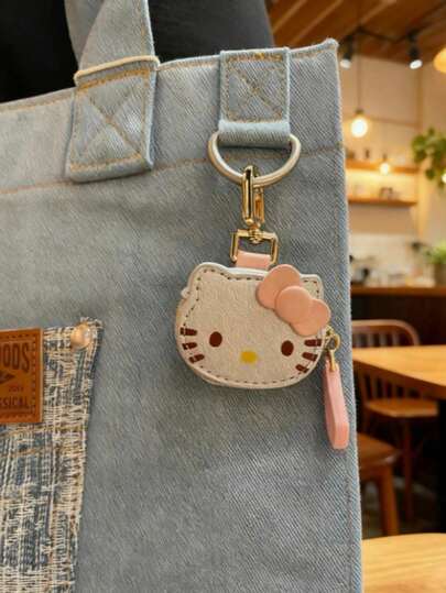 SANRIO 1 قطعة قلادة بشكل جميل، يمكن أن تحتوي على عملات معدنية وسماعات الأذن. فريدة وجذابة، مناسبة كديكور للسيارة، تعليقة للحقيبة، تعليقة للحقيبة الظهرية، إكسسوار للحقيبة المائلة، سلسلة مفاتيح، وكذلك هدية شخصية للأطفال، عيد الميلاد، العودة إلى المدرسة، هدي