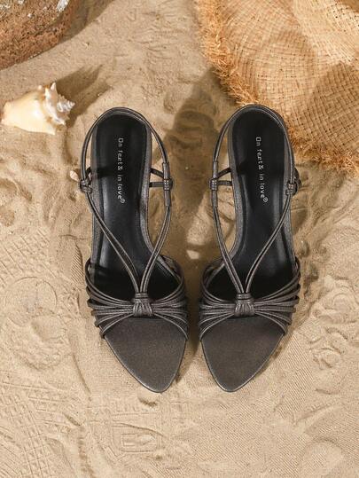 On feet& in love صنادل نسائية أنيقة وعصرية ذات كعب عالي وأصبع مدبب، مناسبة للارتداء مع الفساتين في الصيف