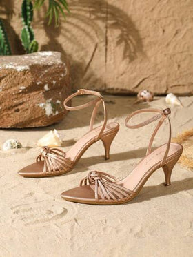 On feet& in love صندل نسائي أنيق وجذاب برقبة مضفرة وكعب عالي، مريح للارتداء مع فستان الحفلات