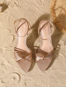 On feet& in love صندل نسائي أنيق وجذاب برقبة مضفرة وكعب عالي، مريح للارتداء مع فستان الحفلات