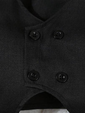 SHEIN 3 قطع طقم ملابس رسمي لطفل ولد بطراز جنتلمان، قميص أبيض بأكمام طويلة مع فراشة عنق + سترة ذات صدر مزدوج + بنطلون، مناسب لحفلات عيد الميلاد وحفلات المساء والزفاف والمناسبات الرسمية الأخرى مثل عيد الميلاد الأول والمعمودية، ملابس طفل أنيقة وأنيقة للزفاف