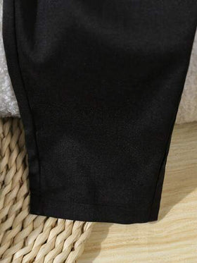 SHEIN 3 قطع طقم ملابس رسمي لطفل ولد بطراز جنتلمان، قميص أبيض بأكمام طويلة مع فراشة عنق + سترة ذات صدر مزدوج + بنطلون، مناسب لحفلات عيد الميلاد وحفلات المساء والزفاف والمناسبات الرسمية الأخرى مثل عيد الميلاد الأول والمعمودية، ملابس طفل أنيقة وأنيقة للزفاف