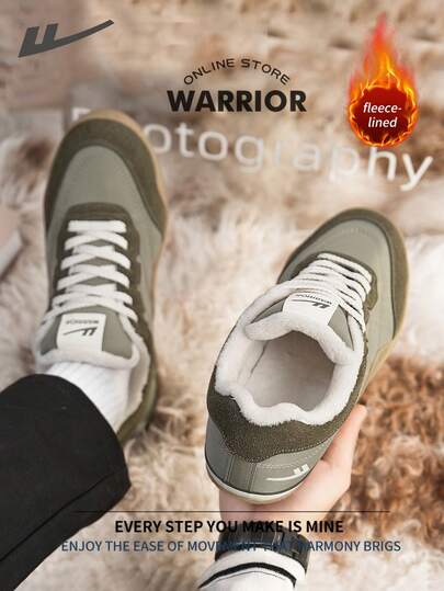 WARRIOR أحذية رياضية للرجال ذات طراز محارب، خفيفة الوزن ومريحة للارتداء في فصلي الخريف والشتاء، تصميم عصري وأنيق، قابلة للارتداء طوال العام، مقاومة للتآكل والاستخدام اليومي، أحذية تدريب وركض مبطنة بطبقة عازلة للحرارة