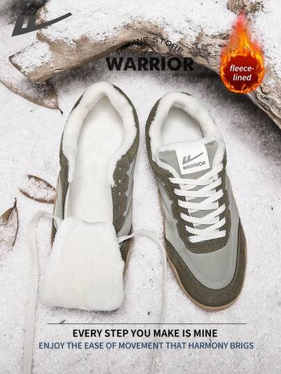WARRIOR أحذية رياضية للرجال ذات طراز محارب، خفيفة الوزن ومريحة للارتداء في فصلي الخريف والشتاء، تصميم عصري وأنيق، قابلة للارتداء طوال العام، مقاومة للتآكل والاستخدام اليومي، أحذية تدريب وركض مبطنة بطبقة عازلة للحرارة