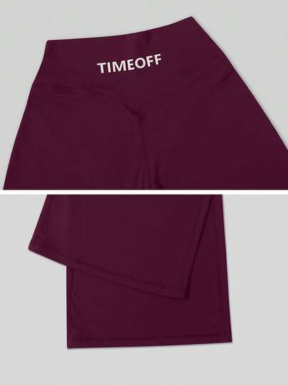 TimeOff 1 قطعة سروال رياضي للنساء بخط V مرن ورفع مستقيم وواسع الساق مطبوع عليه حرف، للربيع