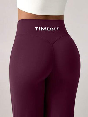 TimeOff 1 قطعة سروال رياضي للنساء بخط V مرن ورفع مستقيم وواسع الساق مطبوع عليه حرف، للربيع