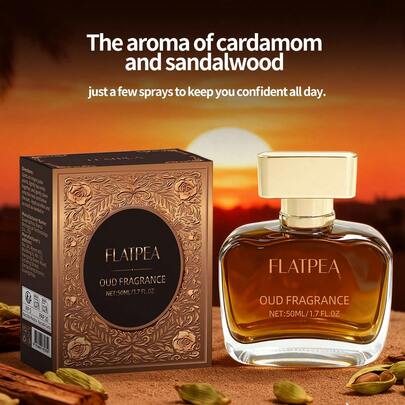 عطر رجالي برائحة الصندل والجلد 50 مل | خالي من الكحول، رائحة طويلة الأمد، منعش، مناسب للمنزل والعمل والسفر