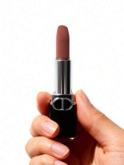Dior 100 قطعة أحمر شفاه مخملي بيج فاتح مطفي مرطب طويل الأمد، حجم السفر، 1.5 جرام/0.05 أونصة