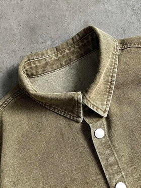 AXEPEAK قميص جينز كاجوال مطرز للرجال للارتداء اليومي والتنقل، أكمام قصيرة، صيفي