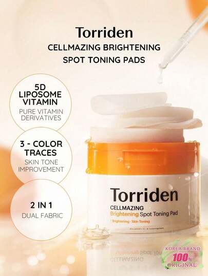 Torriden وسادات القطن المضيئة والمخفضة للبقع (70 وسادة) من Cellmazing، تضيء البشرة وتقلل من الخمول، تستهدف علامات حب الشباب والبقع الداكنة، تقشير لطيف، تنعم البشرة، ترطب وتساعد على تقوية حاجز البشرة، مناسبة لجميع أنواع البشرة للاستخدام اليومي.
