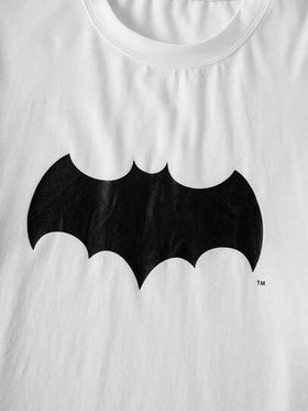 BATMAN X SHEIN طقم ملابس رياضية للرجال بطبعة الخفافيش بياقة دائرية وأكمام طويلة وبنطلون، موسم الخريف