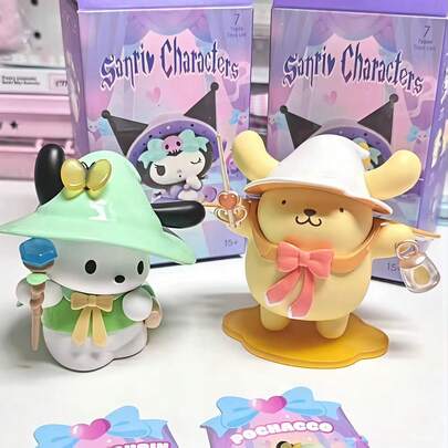 SANRIO 1/3/6 صندوق أعمى من سانريو، تماثيل بلاك بيوتي وميلودي الجميلة، ديكور مكتبي جميل، هدية مثالية للفتيات [قد تختلف اللون الفعلي قليلاً عن الصورة]