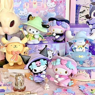 SANRIO 1/3/6 صندوق أعمى من سانريو، تماثيل بلاك بيوتي وميلودي الجميلة، ديكور مكتبي جميل، هدية مثالية للفتيات [قد تختلف اللون الفعلي قليلاً عن الصورة]