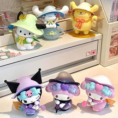 SANRIO 1/3/6 صندوق أعمى من سانريو، تماثيل بلاك بيوتي وميلودي الجميلة، ديكور مكتبي جميل، هدية مثالية للفتيات [قد تختلف اللون الفعلي قليلاً عن الصورة]
