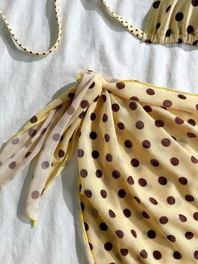 Swim Mod مجموعة بيكيني نسائية مكونة من 3 قطع بطبعة نقاط، قطعة علوية بربطة خلفية، مناسبة للشاطئ والعطلات الصيفية، ملابس الربيع والكرنفال 2026، بيكيني مع تنورة، مجموعة ملابس سباحة أنيقة وكاجوال