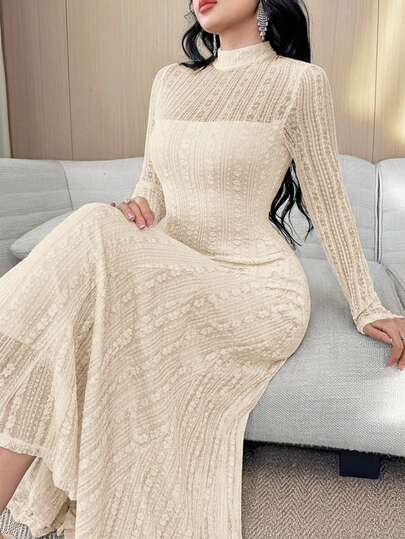 Modelyn فستان أنيق بأكمام طويلة وقصة A للنساء