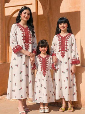 SHEIN رمضان فستان فضفاض بأكمام طويلة وياقة على شكل حرف V مع طباعة زهرية للفتيات المراهقات