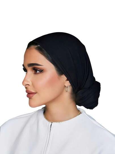 قطعة واحدة من الحجاب السهل للنساء، حجاب كلاسيكي فوري بلون أحادي، 3 طرق مختلفة للارتداء، وشاح رأس مرن وعملي، قماش قطن موديال ناعم ومريح، مناسب للارتداء اليومي والرياضة واليوغا