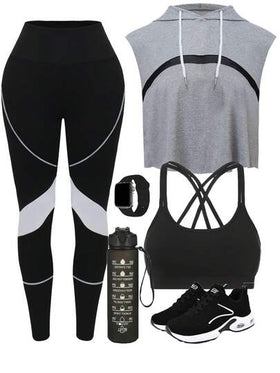 Easithlete 3 قطع طقم ملابس رياضية بتصميم متقاطع، طقم ملابس رياضية للنساء، طقم رياضي للنساء، طقم سراويل ضيقة للنساء