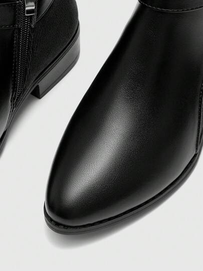 CUCCOO BIZCHIC بوت كاحل نسائية ذات رأس مستدير مضادة للانزلاق وسميكة الوحدة، بنمط كلاسيكي، باللون الأسود، بطراز أوروبي وأمريكي لعيد الحب