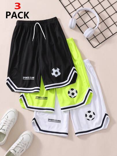 SHEIN 3 قطع/طقم شورتات رياضية كاجوال مريحة للأولاد