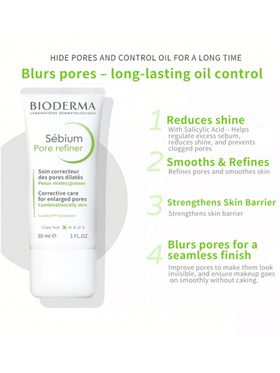 Bioderma كريم مصغر المسام بيوديرما سيبيوم 30 مل، مضبط للزيت، مخمد، مشدد للمسام، مناسب للبشرة الدهنية