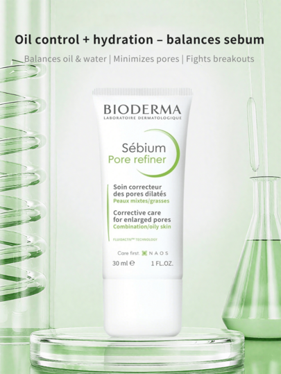 Bioderma كريم مصغر المسام بيوديرما سيبيوم 30 مل، مضبط للزيت، مخمد، مشدد للمسام، مناسب للبشرة الدهنية