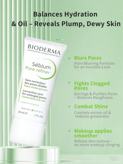 Bioderma كريم مصغر المسام بيوديرما سيبيوم 30 مل، مضبط للزيت، مخمد، مشدد للمسام، مناسب للبشرة الدهنية