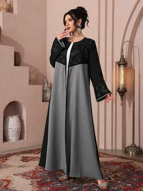 Al Najma رمضان كارديجان عباية بتصميم شبكي مفرغ، بألوان متباينة، رداء عربي أنيق للمناسبات الرسمية