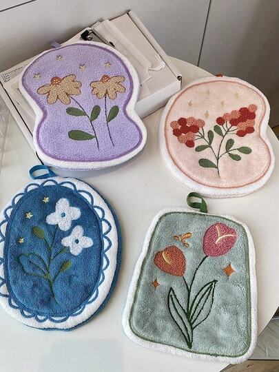 منشفة يد ذات نمط زهري، عالية الامتصاص، بأسلوب معلق، مناسبة للمطبخ والحمام وديكور الغرف، قوية في امتصاص المياه وسهلة التنظيف، منشفة مطبخ، إكسسوار حمام (قد يختلف لون المنتج قليلاً)