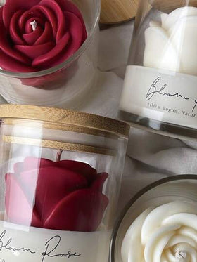 Joivida شمعة معطرة على شكل وردة، شمع معطر على شكل زجاجي، عنصر ديكور منزلي، هدية عيد الحب والزفاف والخطوبة