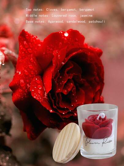 Joivida شمعة معطرة على شكل وردة، شمع معطر على شكل زجاجي، عنصر ديكور منزلي، هدية عيد الحب والزفاف والخطوبة